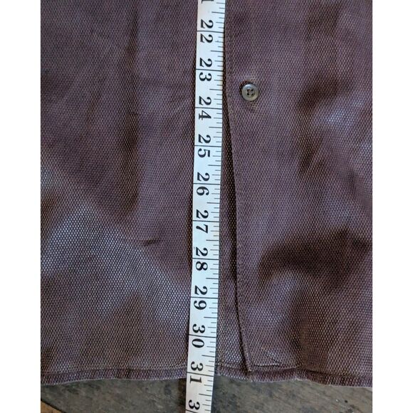MARTIN GORDON 70% Silk Blend Dress Shirt L Luxury Lounge Mauve/Plum Textured - Picture 5 of 6